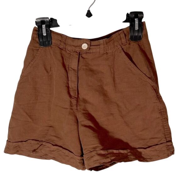 Ciesse Linen blend high waist brown gold women’s shorts EU size 40 - Picture 1 of 10